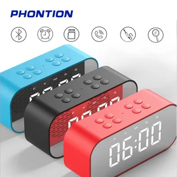 

BT501 Mini Portable Wireless Bluetooth Speaker Column Subwoofer Sound Box LED Mirror Time Snooze Alarm Clock for Laptop Phone