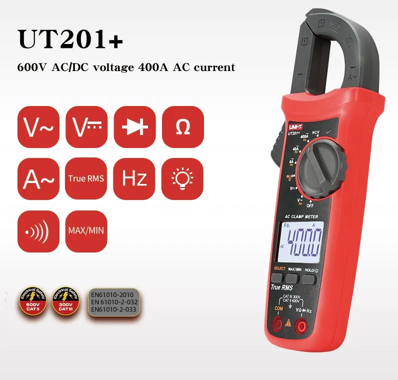 UT201 PLUS 400-600A digital clamp meter automatic range true RMS high precision multimeter - Цвет: UT201 PLUS
