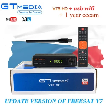 

GTMEDIA V7S HD Satellite TV Receiver DVB-S2 +Wifi antenna FULL HD 1080P Receptor with 5 lines Europe Spain CZ Cline Set top box