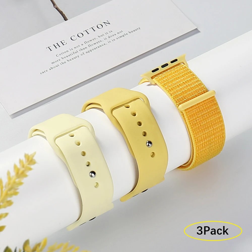 

Nylon + silicone Loop for Apple watch strap series 5 4 321 44mm 42mm 40mm 38mm iwatch band with three-piece bracelet accessories