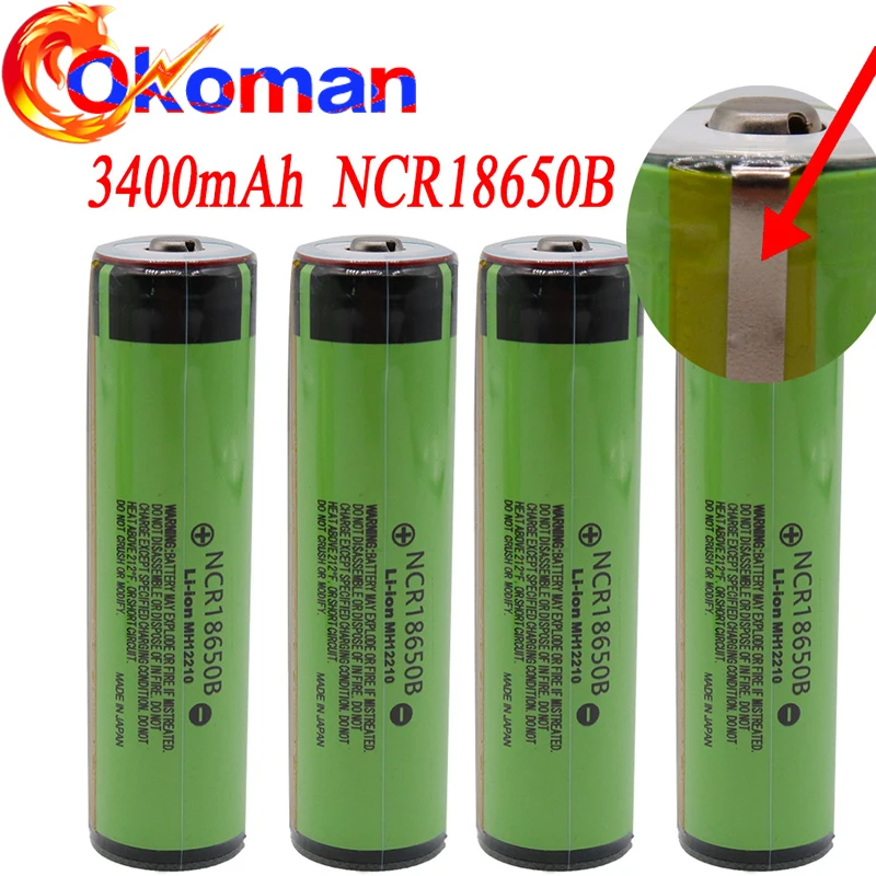 100% новый литиевый аккумулятор 18650 3400 мАч 3 7 В для NCR18650B подходит фонариков и