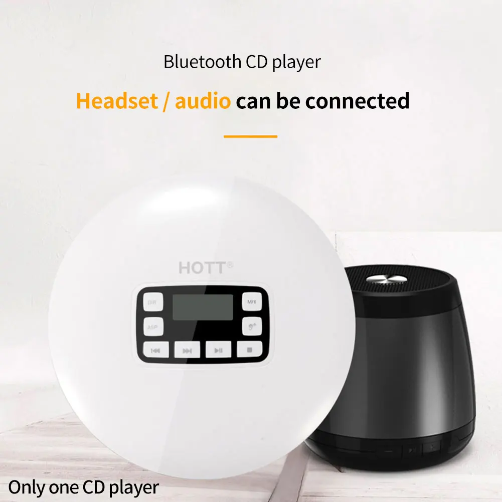 

Home Adults LED Display Anti Skip Prenatal Education Bluetooth CD Player Shockproof Portable Wireless Students Listenning Music