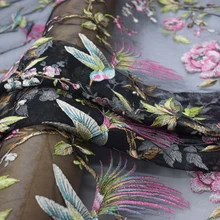 Черный низ птицы сетка вышивка кружево ткань для платья Базен riche getzner tissu telas por metro Африканский tissus tela stoffen