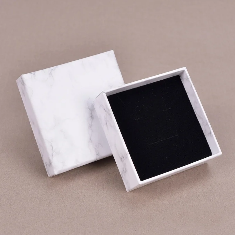 

Marble Pattern Jewelry Earrings Ring Gift Boxes Packing Display New Year Valentine's Day Gift Organizer Storage