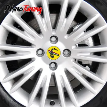 

4pcs Wheel Hub Center Caps 48mm For Fiat Abarth Yellow Scorpion Emblem Rim Cover Zagato 750 OT2000 Coupe Auto Styling