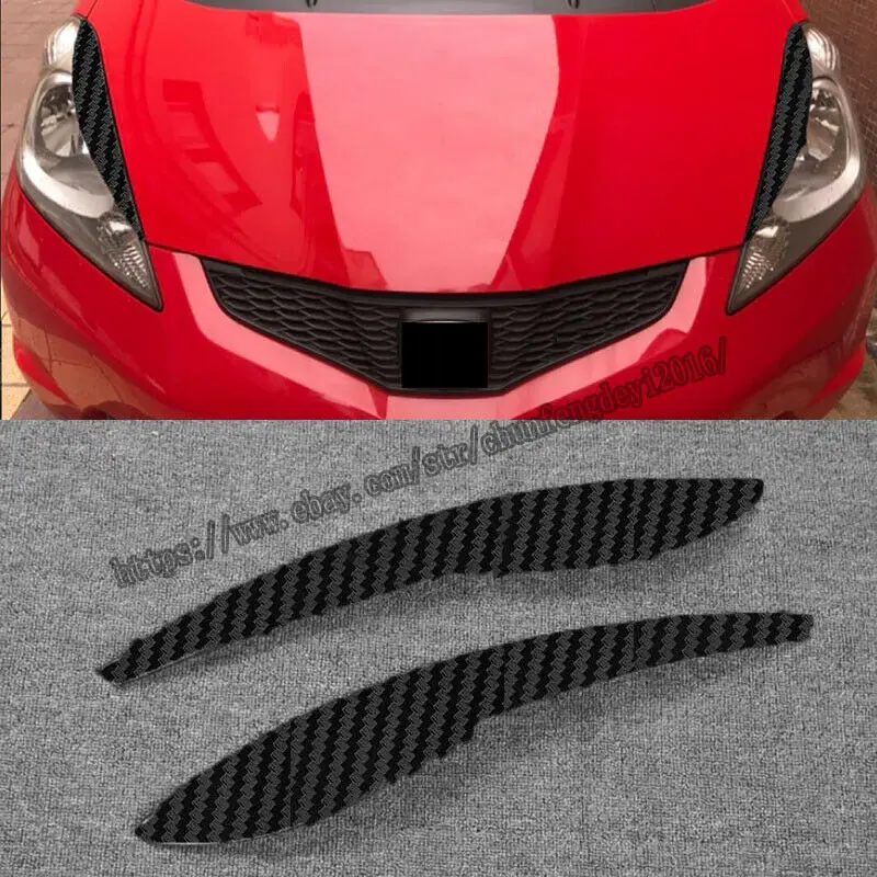 For Honda Fit Jazz 2009 2010 2011 2012 3D Carbon Fiber Car Headlight Eye Brow Cover Sticker