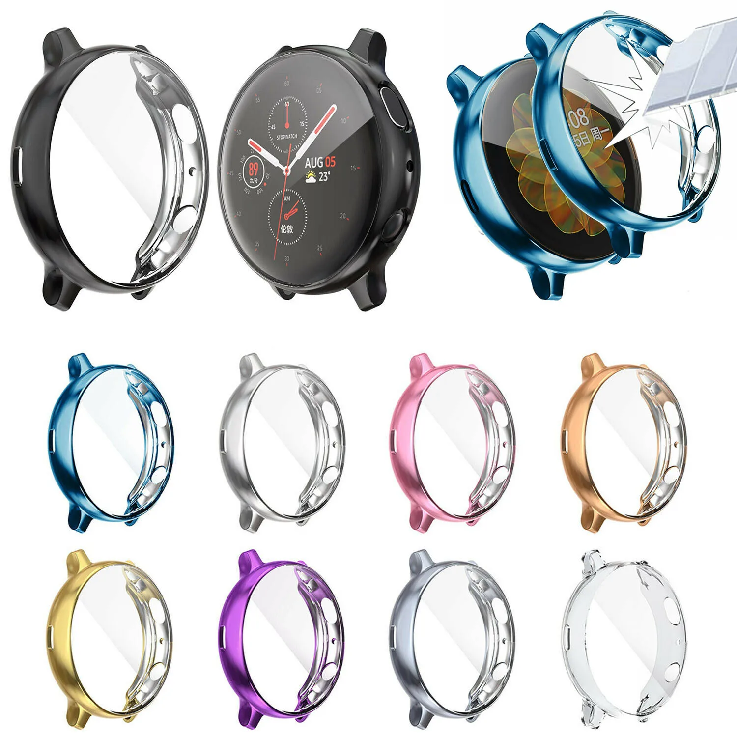 Защитный чехол для samsung Galaxy Watch Active 2 полноэкранная защита ТПУ Active2 44 мм 40 R830 R820|Часы
