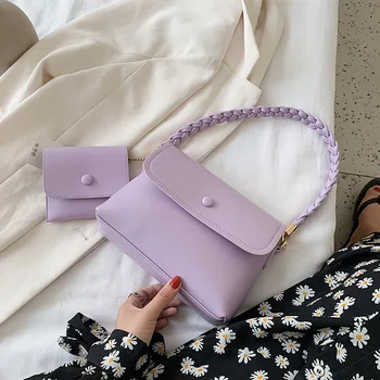 

2 Pcs/set Solid Color Small PU Leather Cross Body Bags For Women 2020 Elegant Travel Rope Handle Crossbody Shoulder Handbags