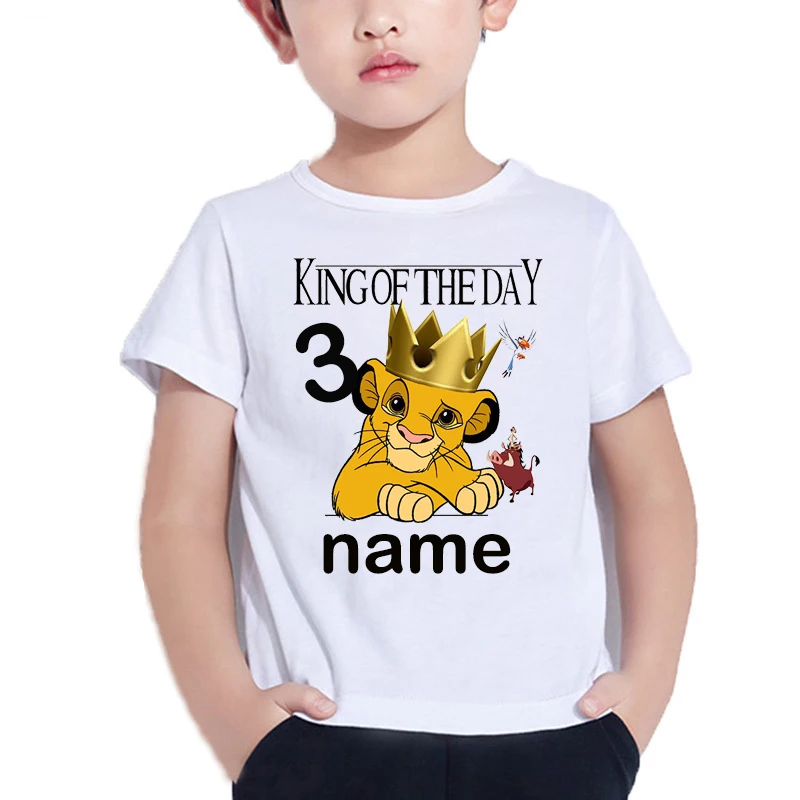 Number 1-10 Lion King Birthday Boys Shirts Boy's Simba Shirt Baby Girls Clothes Short Sleeve Tee Tops For 2-10 Years children t shirt