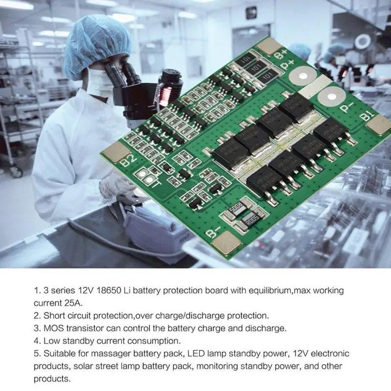 3 Последовательный 12 в 3,7 Lipo литий-ионный 18650 модуль зарядного устройства защита 25A 3 S PCB BMS плата полимерный литиевый баланс плата зарядки