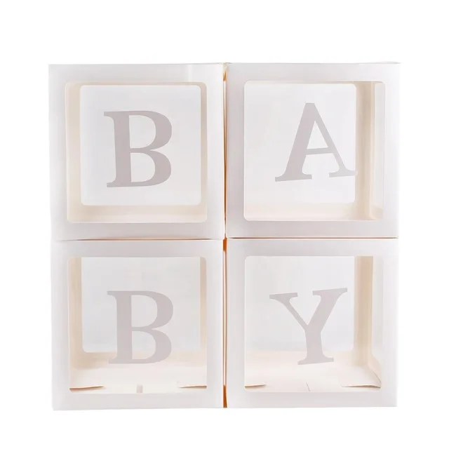 Прозрачная упаковочная коробка с алфавитом FENGRISE, декоративный воздушный шар для вечеринки в честь Дня Рождения, детский балон - Цвет: Baby box set 1