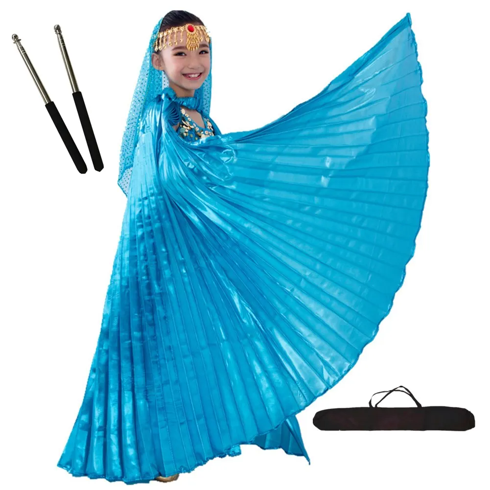 Крылья для танца живота палочки мешок брючные костюмы живота Танцы Египет Isis крылья для детей девочек детей золотистый и черный 10 Цвета