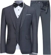 Men's Suit 3 Piece Set Single Breasted Simple Classic Blazer Male Business Wedding Formal Party Wear Cloth