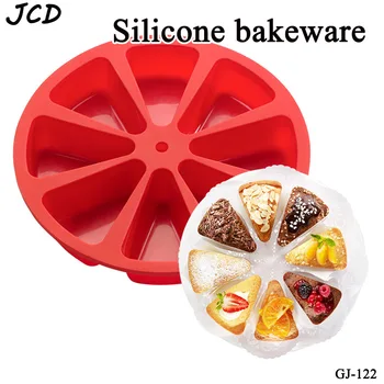 

JCD 1pcs Silicone Bakeware Moulds Non-Stick Round 8 Holes Oven Orange Shaped Pizza Dish Jelly Muffin Mousse Cake Mold 3D