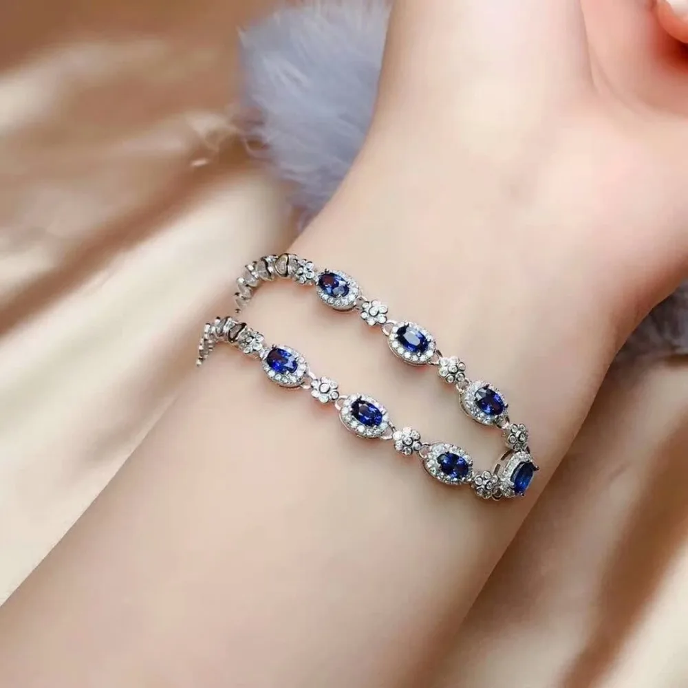 Shilovem 925 серебро Настоящее натуральное сапфировое браслеты изысканные ювелирные модные подарок для женщин подарок cl0305888agl 3*5 мм