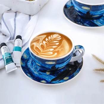 

Europe Ceramic Cup saucer sets Creative Blue sky Porcelain Coffee Cup Set Party Afternoon Tea Tea cup Home decor accessories
