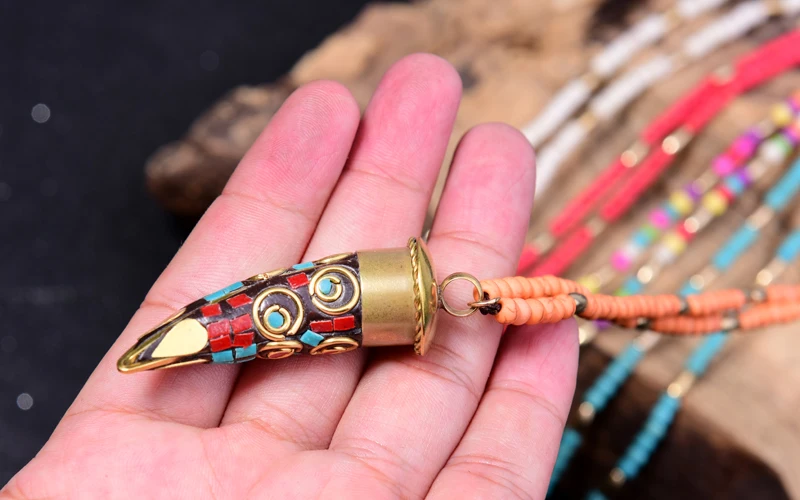 MOON GIRL непальский Рог этническое длинное ожерелье модное эффектное ручной работы Подвеска Бохо Collares Винтажное колье Femme шикарные ювелирные изделия