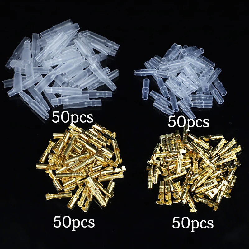 

4.0 bullet terminal car electrical wire connector diameter 4mm pin set 50sets=200pcs Female + Male + Case Cold press terminal