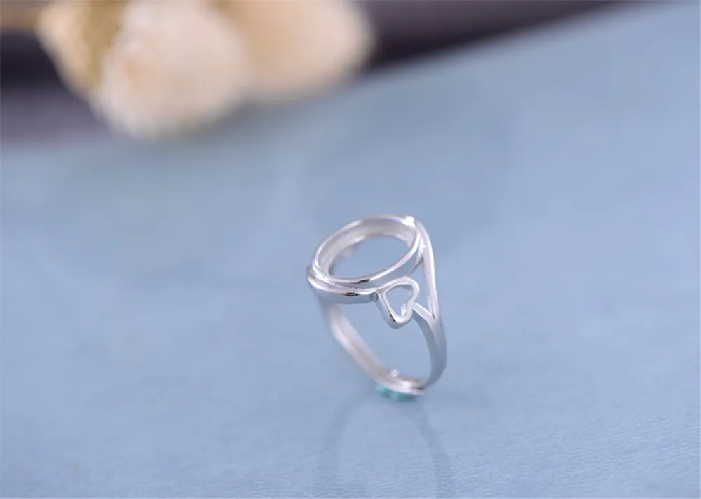 Ring Blank (10x12mm Oval Blank) Long-Lasting White Gold Plated 925 Silver Ring Base Adjustable Ring Setting R618B