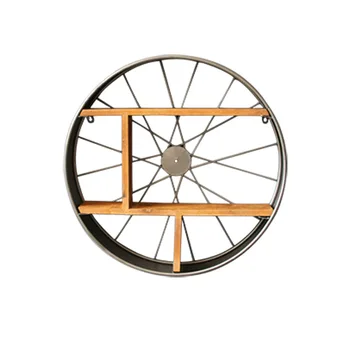 

Iron Art Wheel Shelf Etagere Mural Industriel Living Room Cafe Bar Wall Hanging Decoration Storage Rack Retro Style Industrial