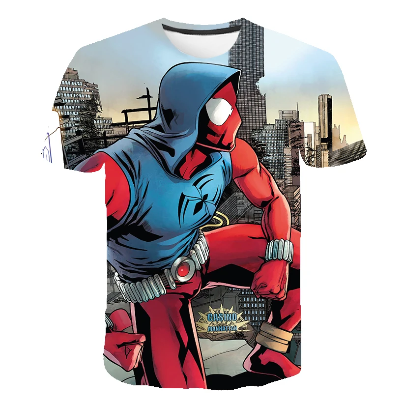 

New boy's T shirt Spiderman Cartoon Short-Sleeved T-shirt Printing Children's off white Gray Kids Boys Child's Clothes hip hop