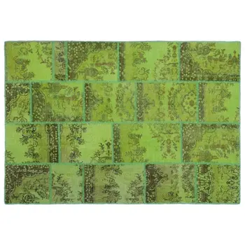 

Handmade Green Vintage Overdyed Patchwork Area Rug 160x230 Cm-5'3''X7'7''