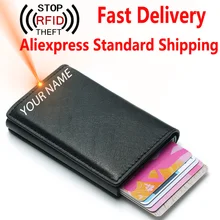RFID Блокировка кредитный держатель для карт банк мужские кошельки мини автоматический ID держатель для карт из искусственной кожи сумка для денег мужской короткий кошелек Бизнес