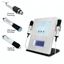 Nova máquina de bolha de oxigênio facial co2 três alças de protetor de oxigênio facial com três ondas de oxigênio ultra-sônico removido