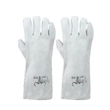 Настоящие защитные перчатки, сварочные перчатки из воловьей кожи, перчатки сварщика, теплоизоляционные перчатки для работы с высокой температурой