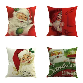 

Christmas Pillowcase--Cartoon Santa Claus Vintage Pillow Case Home Living Room Covers Bedroom Home Office Decorative