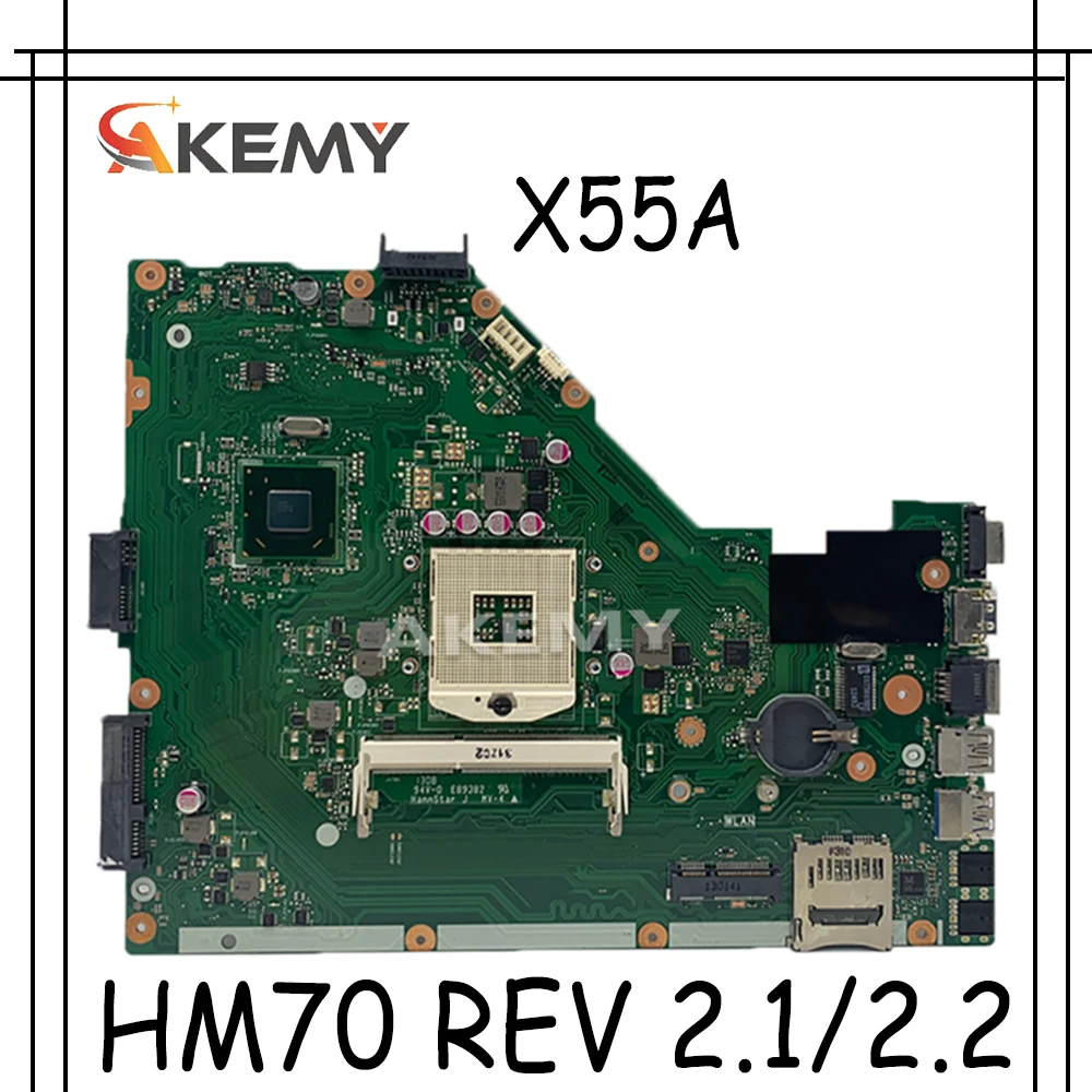 Akemy X55A материнская плата для ноутбука For Asus оригинальная HM70 REV 2 1/2 2|Материнские