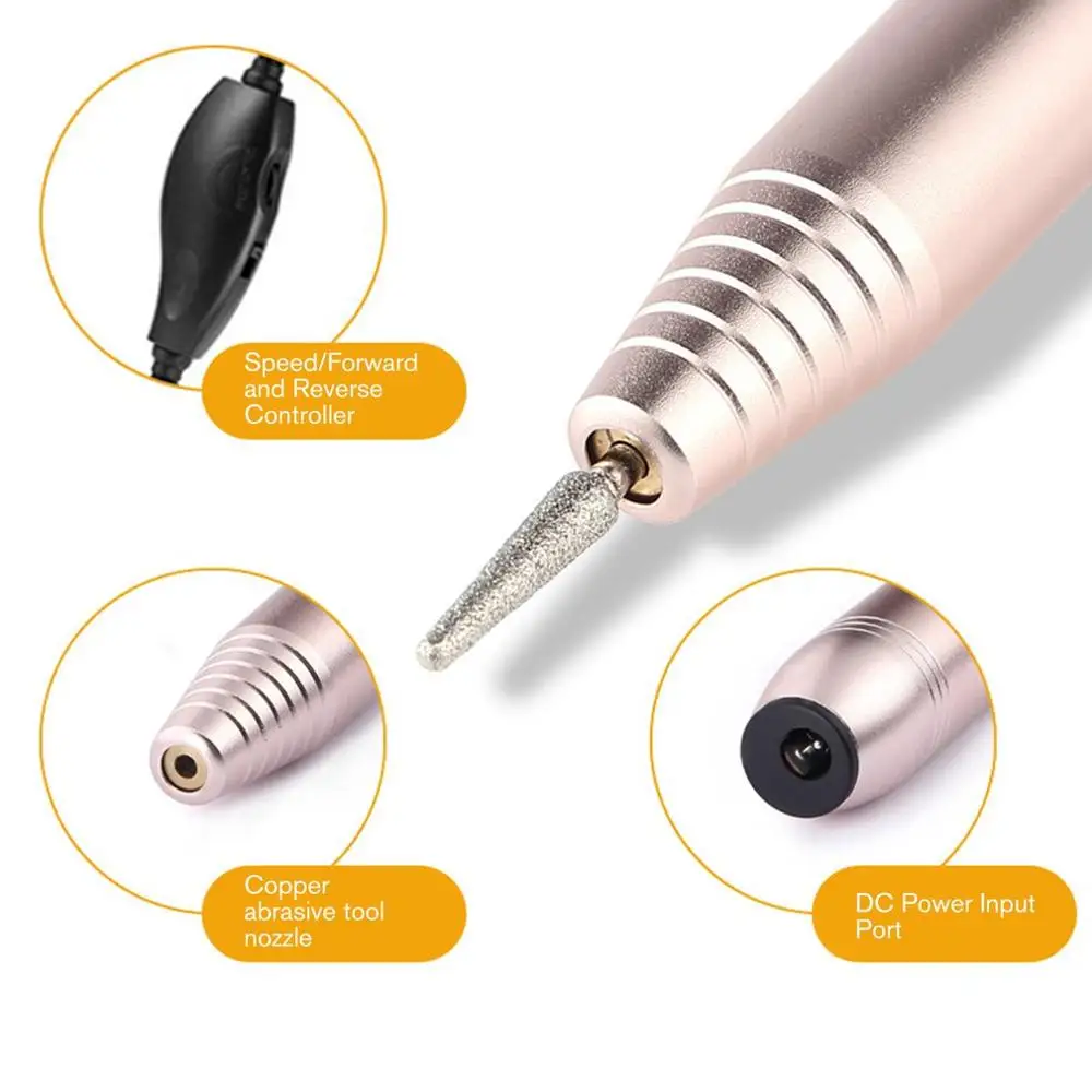 Nail Polishing Machine Electric Mini Portable Polishing Pen 20000 Rotary Type Exfoliating Unloading Polishing Machine