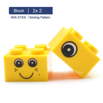 

Compatible With Classical Blocks Plastic Buidling Bricks Parts 2x2 Points With Eyes Smiling Pattern Creative Toys DIY 50pcs/lot