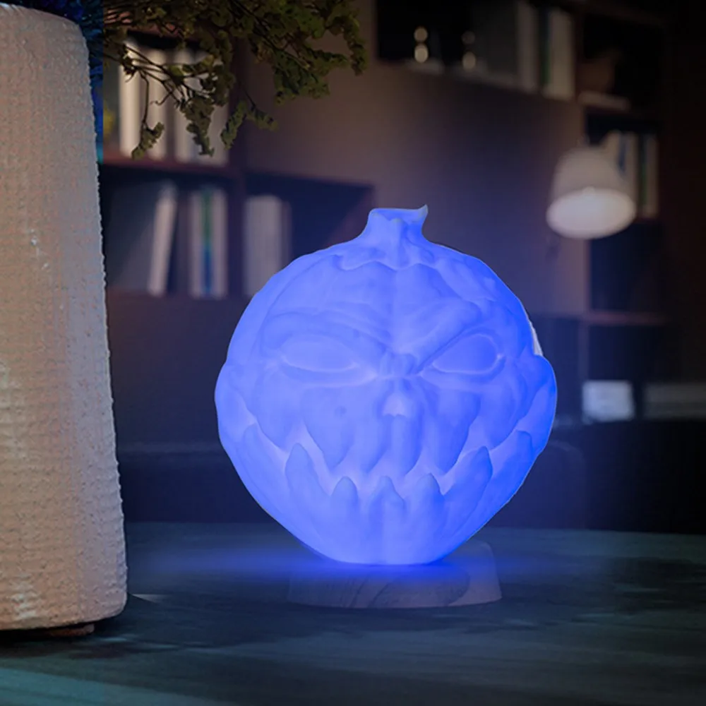 

Remote Control 16 Colors Changing 3D Halloween Pumpkin Light Printing Devil Pumpkin Face Light Night Lamp for Home Party Decor