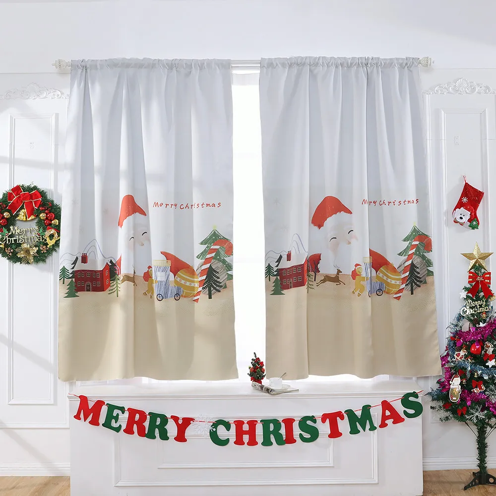 Современные рождественские оконные занавески, рождественские украшения для дома, тюль для обработки окна, вуаль, драпировка, балдахин, 1 панель, ткань
