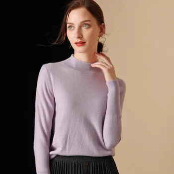 

women's turtleneck cashmere sweaters pullover long sleeve plus size slim Female purple knitwear 2020 Autumn Winter free ship