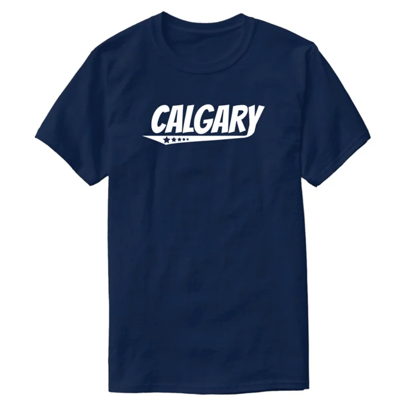 New Style Customized Calgary Retro Comic Book Logo T-Shirt Cotton Crew Neck Harajuku Men's Tshirts Camisas Shirt |