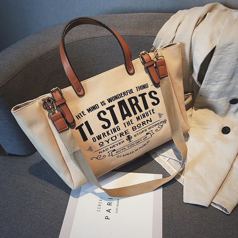 

Sac Femme Large Capacity Shopping Shoulder Bags For Women 2020 Famous Designer Fashion Letter Canvas Messenger Travel Hand Bag