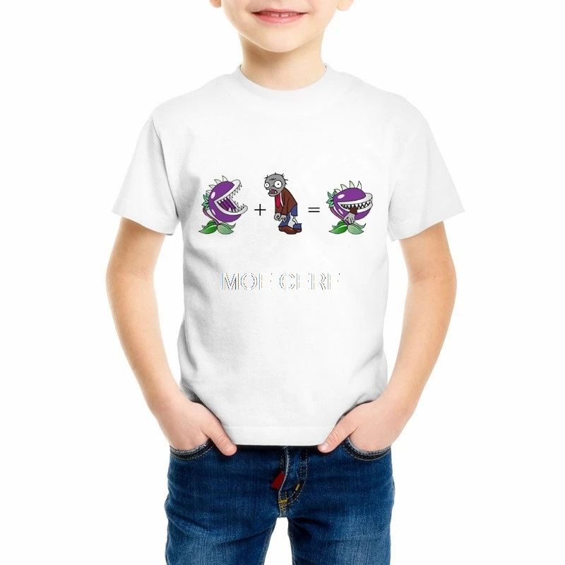 Детская футболка с изображением пирата из мультфильма «растения против зомби» дизайнерская детская одежда для мальчиков-подростков, одежда для малышей футболки для девочек 55C-4 - Color: 10