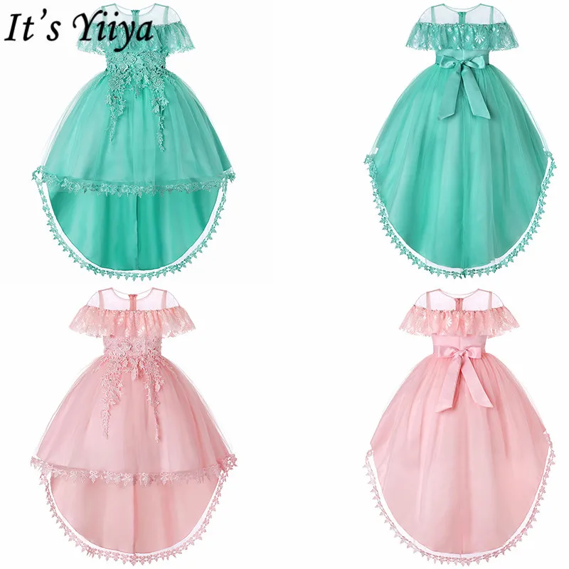 It's Yiya/Платья с цветочным узором для девочек детские праздничные платья для девочек, 5 цветов, без рукавов, с круглым вырезом, со шлейфом