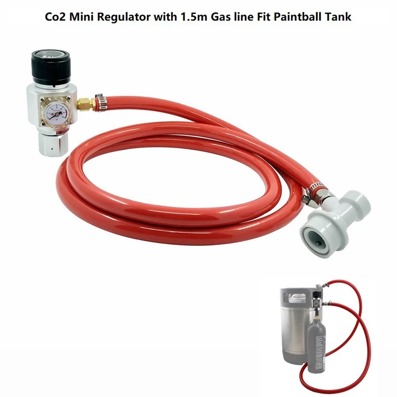 5/16 Inch Gas Line Assembly- 0-60 PSI Soda Bottle CO2 Mini Gas Regulator- Draft Beer Dispensing Homemade Beer Gas Line Assembl