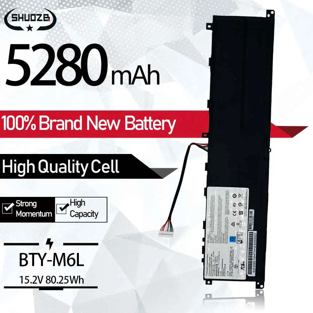SHUOZB BTY-M6L ноутбук Батарея для MSI 8RF GS65 PS42 8RB PS63 8RC 8RE MS-16Q3 15 2 V 5280 мА/ч 80.25Wh | Компьютеры и