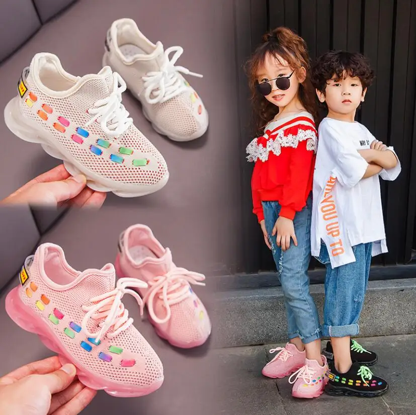 Новые осенние кроссовки обувь для девочек Детская спортивная обувь для мальчиков модная повседневная детская обувь для девочек Беговая Детская текстильная обувь