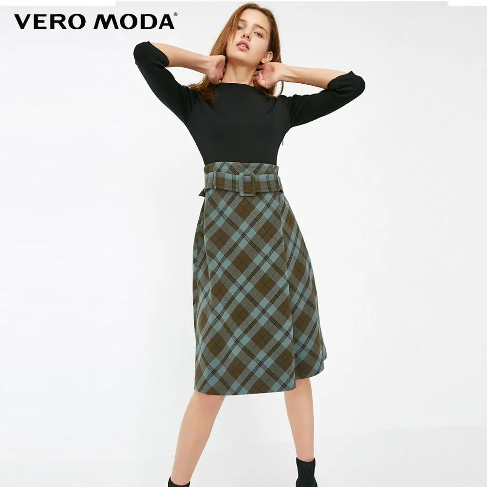 Vero Moda женское трикотажное платье с 3/4 рукавами в клетку | 31917C511