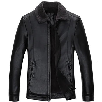 

Plus Size Casual Leather Jacket Men Turn-down Collar Black 100% Cowhide Jackets Male High Quality Mens Genuine Leather Jacket