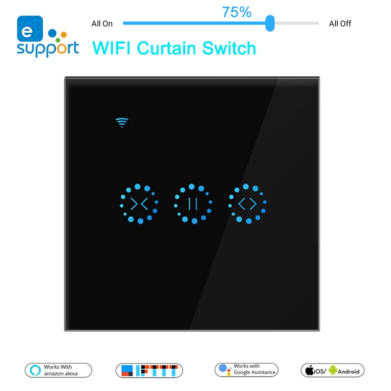 EWeLink – Interruptor ciego Wifi con ajuste de porcentaje para persiana, controlador inalámbrico de pared para cortinas motorizadas, 10A
