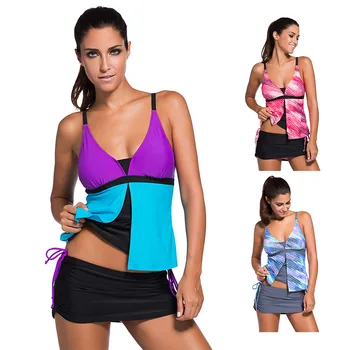 

2020 bikini sexy tube top sling swimsuit detachable chest pad split swimsuit female summer new high-elastic beach swimsuit