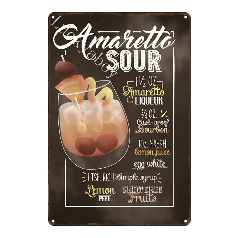 [Luckyaboy]Martini Mojito Cocktail Vintage Tin Signs Wall Plaque Custom Metal Painting Antique Gift home bar Pub Decor AL035 - Цвет: UV1551