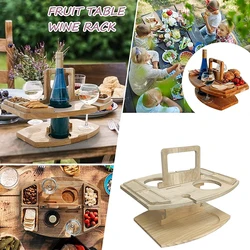 Table pliante Portable en bois, en plein air, jardin, Camping, facile à transporter, verre à vin, fruits, plateau de collation, pique nique de campagne 