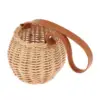 Woven Storage Basket Plant Wicker Hanging Baskets Garden Flower Vase Potted Plant Pot with Leather Handle Storage Baskets 1